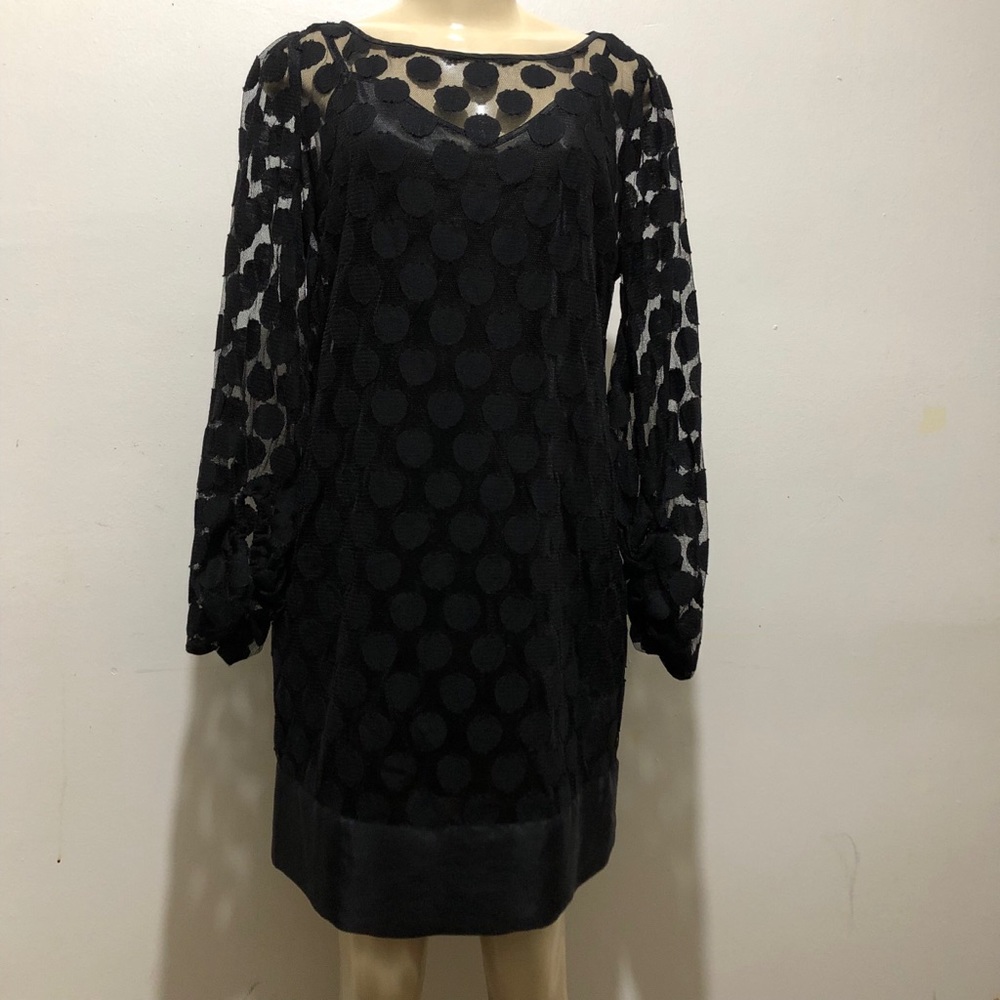 Laundry Black Size 8 Overlay Polka Dot 3/4 Sleeve